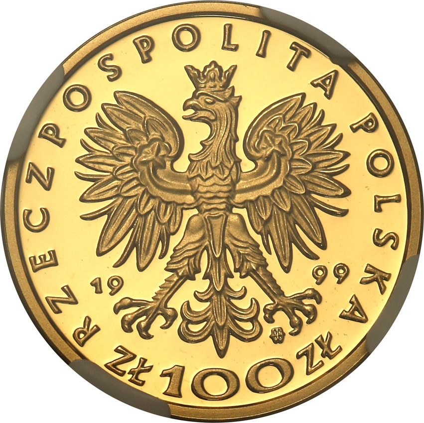 III RP. 100 złotych 1999 Zygmunt II August NGC PF70 ULTRA CAMEO (MAX)